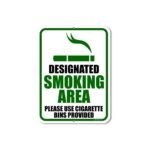 Designated Smoking Area Sign aluminum with digitally printed sticker - Image 2