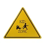 Triangle Warning Sign Yellow Metal Plate - Image 9