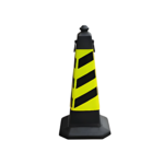 75cm Yellow Work Safety Barrier Cone with Chain Loop