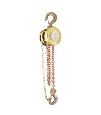 Non Sparking Chain Hoist (Aluminum Bronze) - IIB Grade ARL-HBSQ This Non Sparking Chain Hoist is meticulously engineered for use in hazardous environments where the risk of ignition is high. Constructed from high-quality aluminum bronze, it eliminates the risk of sparks during operation, making it suitable for environments with flammable gases or dust.