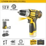 12V Lithium-Ion Cordless Drill - 30N·m Torque, 19+1 Settings, Extensive Accessory Kit ARL-UY-ITL02-122