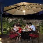 3m Square Solar Patio Umbrella with 360° Rotating Base