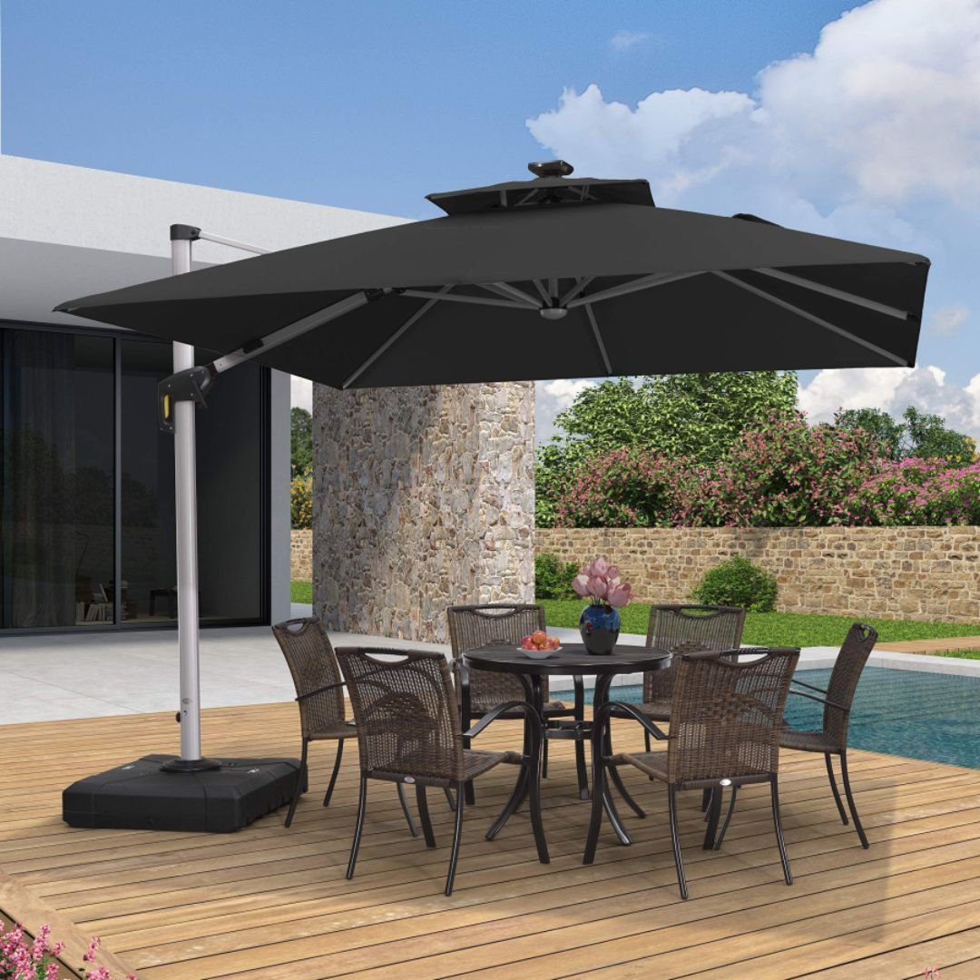 3x3m Waterproof & Fade-Resistant 360° Rotation Square Patio Umbrella