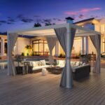 3x4M Motorized Aluminum Curtain Pergola with Remote Control