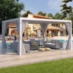 3x4M Motorized Aluminum Curtain Pergola with Remote Control