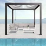 3x4M Motorized Aluminum Curtain Pergola with Remote Control