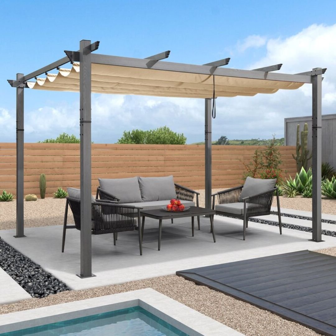 3x4m Lightweight & Durable Aluminum Pergola with Sun Protection