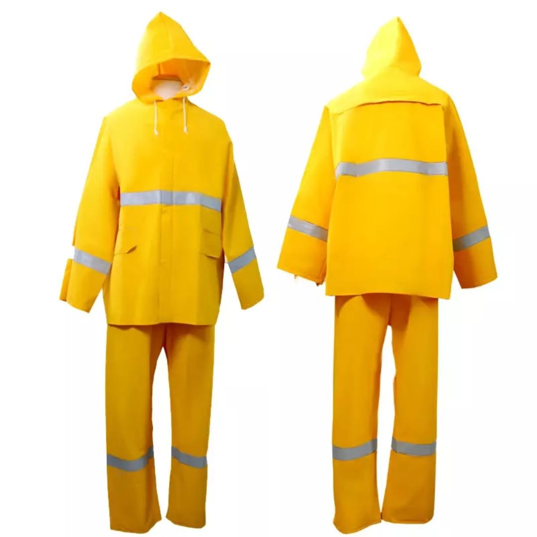 0.35 Mm PVC Polyester Waterproof Two Pieces Reflective Raincoat ARL-RT03