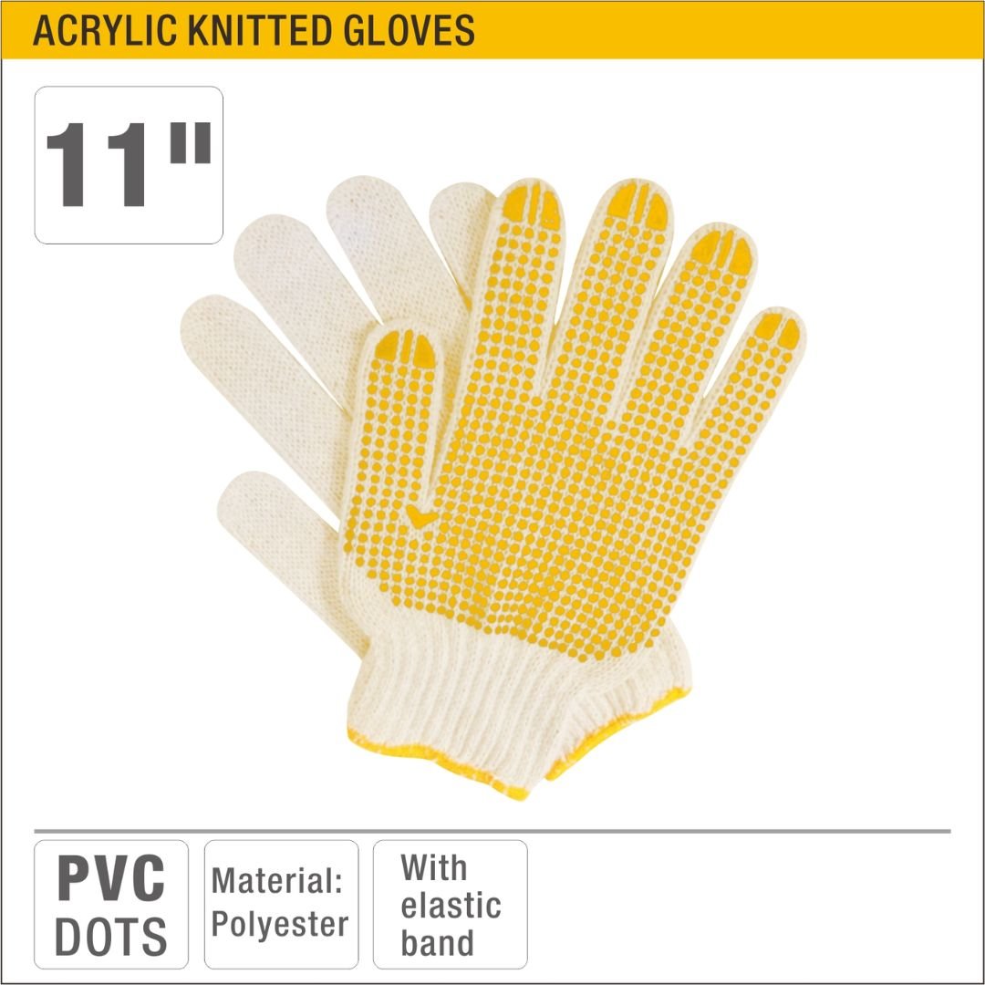 Knitted Gloves with Yellow PVC Dots Model ARL-GDP002