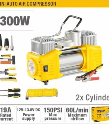 12V 300W High-Flow Auto Air Compressor (150PSI Max) with Accessories Model ARL-CMM300U