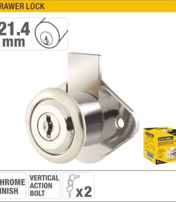 21.4mm Chrome Drawer Lock with Vertical Action Bolt and 2 Keys Model ARL-CHM21NB
