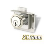 21.6mm Chrome Drawer Lock with Zamac Body and Cylinder, Vertical Action Bolt, and 2 Keys Model ARL-CHM21NC