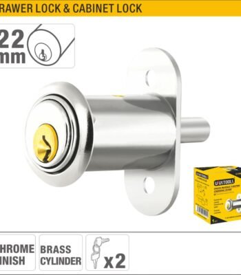 22mm Chrome Drawer & Cabinet Lock with Zamac Body, Brass Cylinder, and 2 Keys Model ARL-CHM22CB