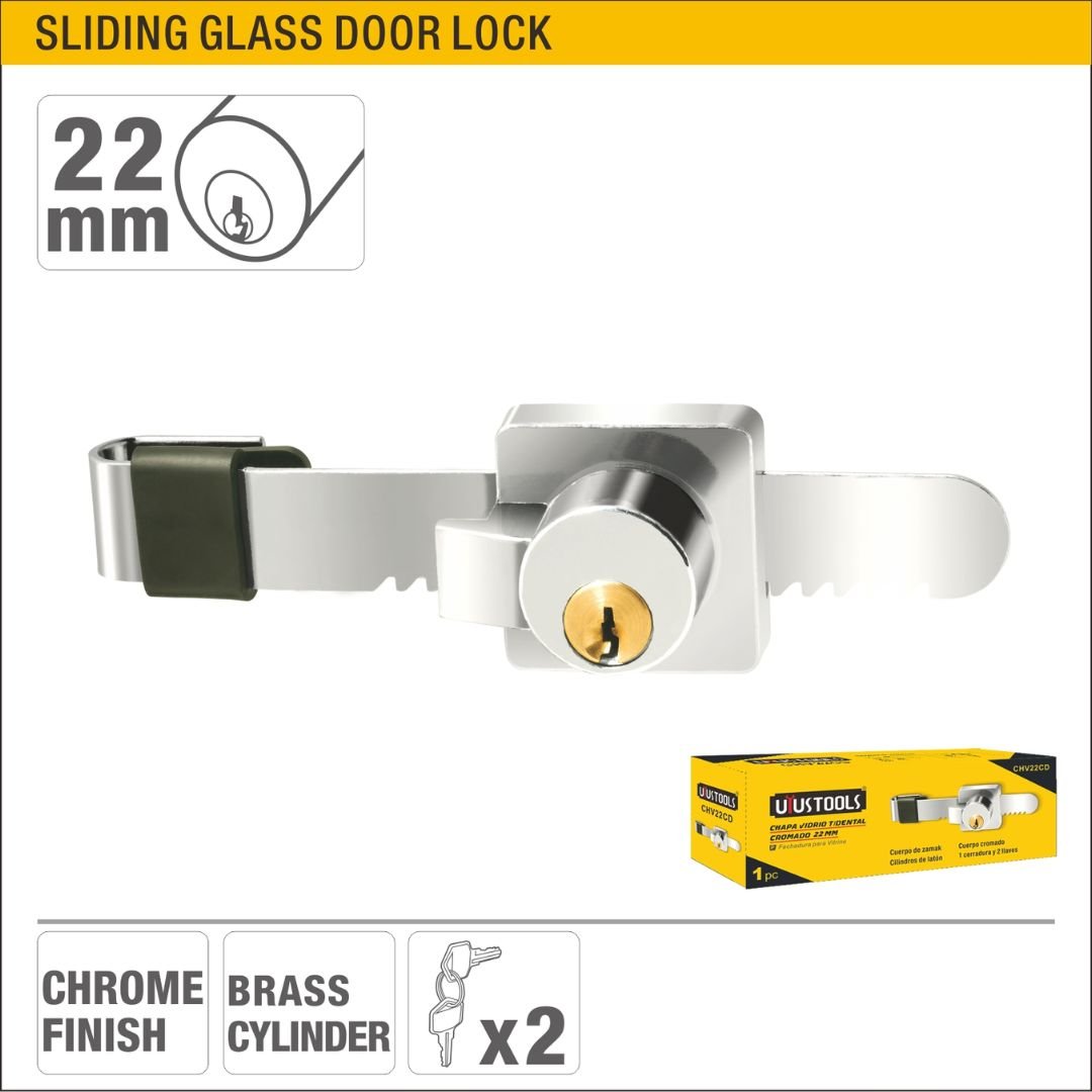 22mm Chrome Sliding Glass Door Lock ARL-CHV22CD