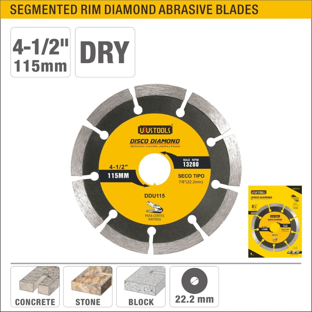 13200RPM Dry Diamond Cutting Disc (Cold Pressed) Model ARL-DDU115