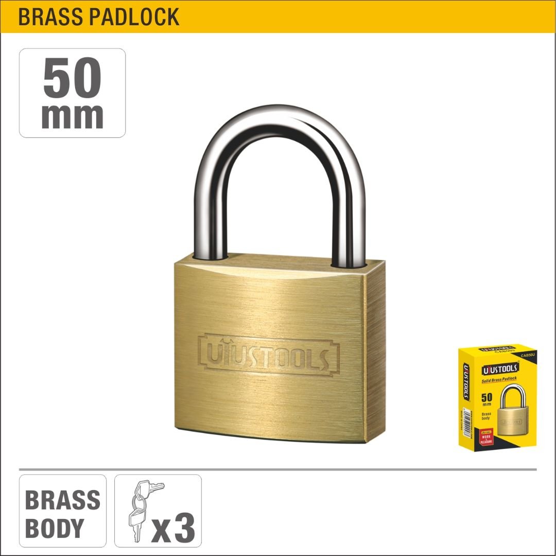 50mm Brass Padlock with 3 Nickel-Plated Brass Keys Model ARL-CAB50U