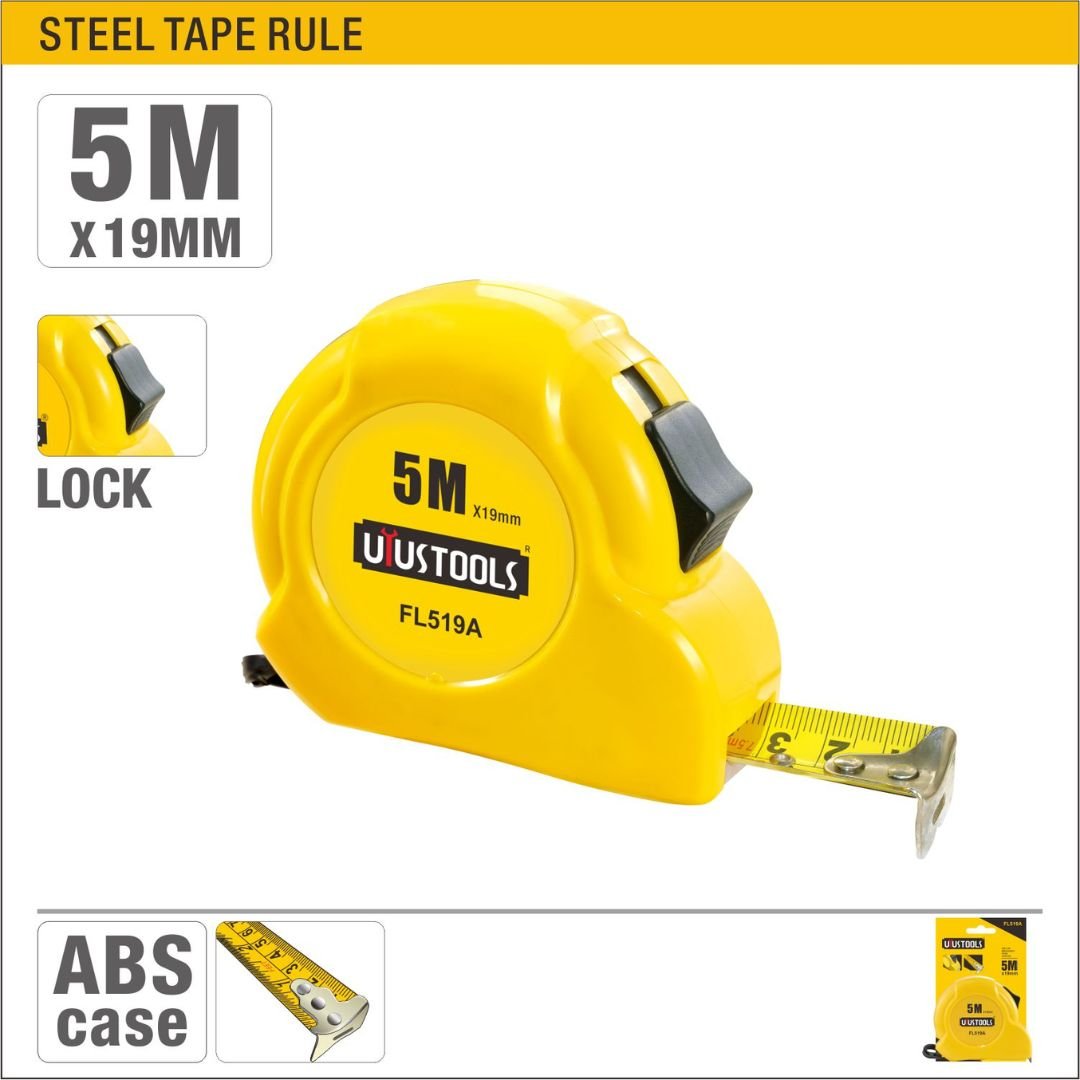 5m x 19mm Tape Rule with ABS Case (Metric & Inch) Model ARL-FL519A