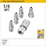 5pcs NPT Air Compressor Part Set (Chrome-Plated Steel) Model ARL-ACO501