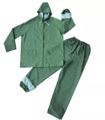 Waterproof Green PVC/Polyester Plastic Rainsuit for Workers ARL-5115