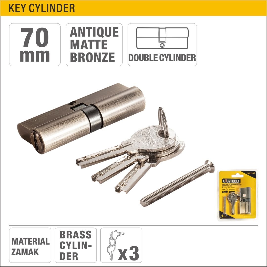 70mm Double Cylinder Key Lock with Antique Matte Bronze Finish Model ARL-CRZ70AB