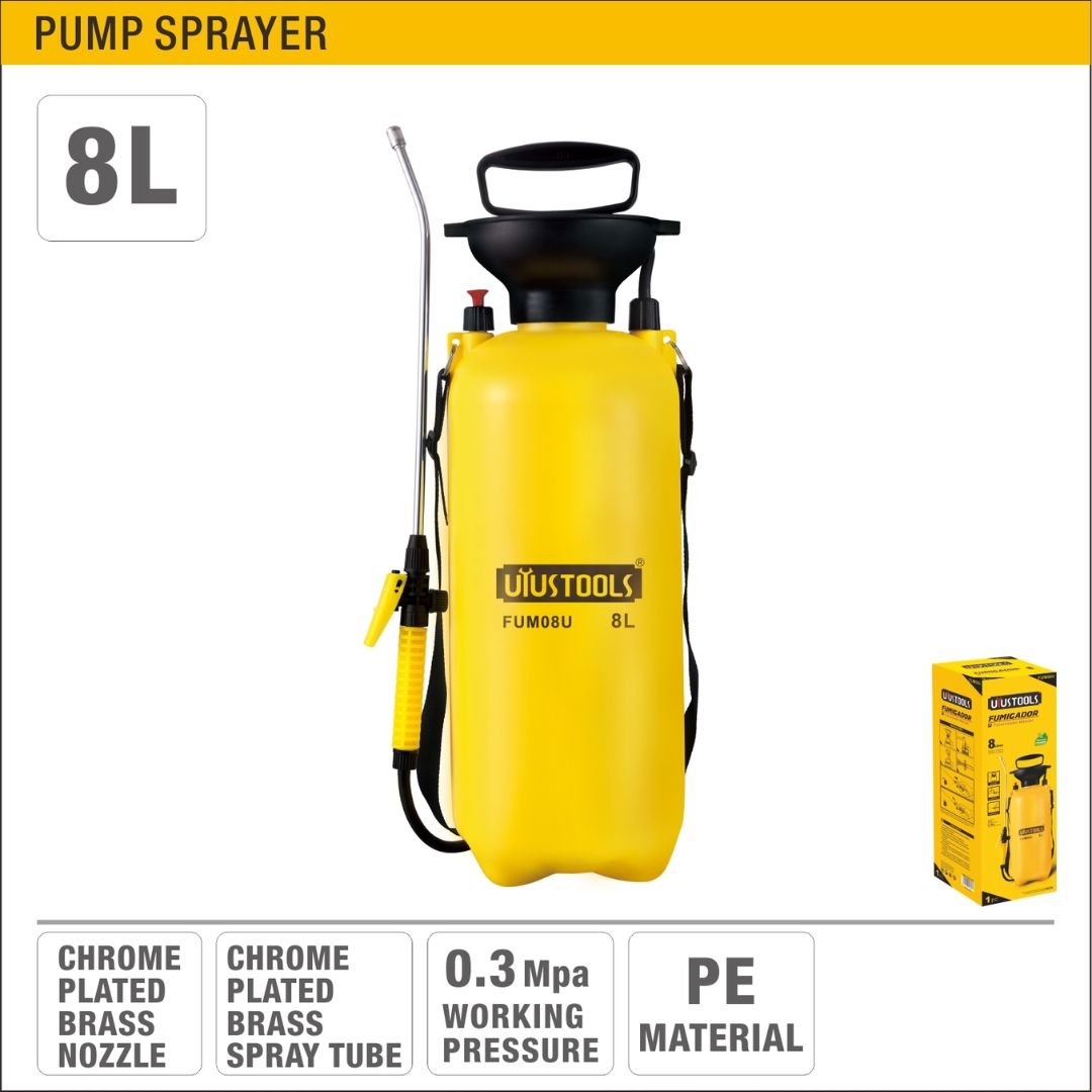 8L Pump Sprayer with Chrome Plated Brass Nozzle and Tube Model ARL-FUM08U