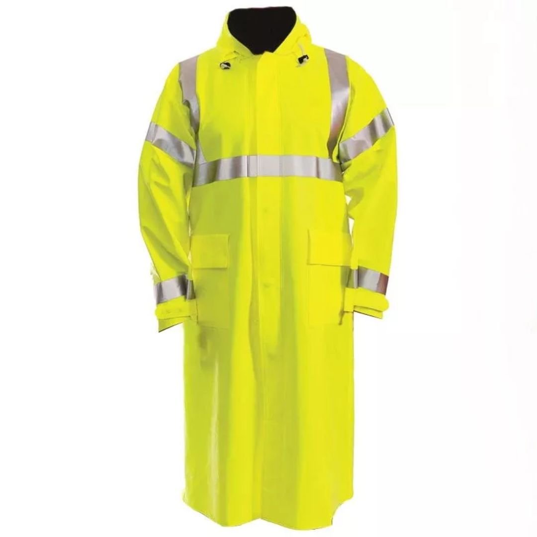 Anti Arc Flame Retardant High Visibility Reflective Lime Yellow Waterproof Adult Raincoat for Men ARL-FRC-001Y