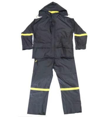 Black Nylon PU Coating Rain Wear High Visibility Reflective Men Water Proof Adult Rain Suits ARL-6601