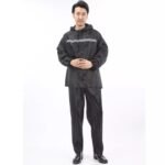 Black Oxford Fabric PVC Coating Rainsuits Water Proof Detachable Hood Adult for Men ARL-6805