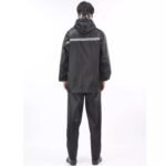 Black Oxford Fabric PVC Coating Rainsuits Water Proof Detachable Hood Adult for Men ARL-6805