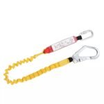 CE EN355 Yellow Polyester Webbing Energy Absorber Safety Lanyard with 1 Forged Large Hook ARL-HN34
