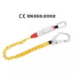 CE EN355 Yellow Polyester Webbing Energy Absorber Safety Lanyard with 1 Forged Large Hook ARL-HN34