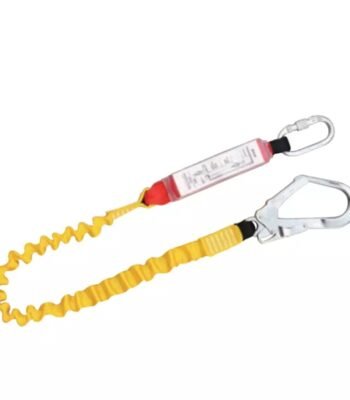 CE EN355 Yellow Polyester Webbing Energy Absorber Safety Lanyard with 1 Forged Large Hook ARL-HN34