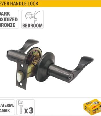 Dark Oxidized Bronze Lever Handle Lock for Bedroom Doors (35-45mm Thickness) Model ARL-CH1863BN