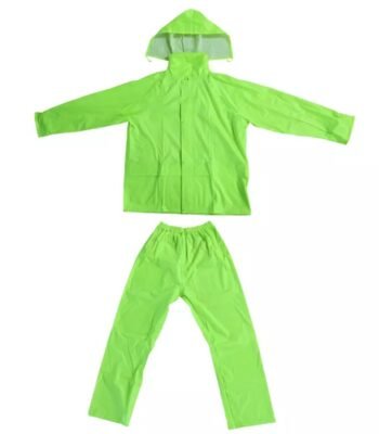 Fluorescent Green 170T Polyester Fabric PVC Coated Men Raincoat Waterproof ARL-RT34