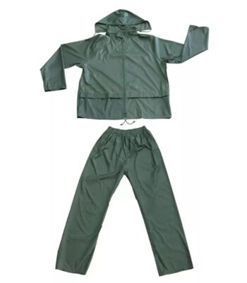 Green Two Pieces Water Proof Rain Wear Polyester PVC Coating Men Rain Suit ARL-5128