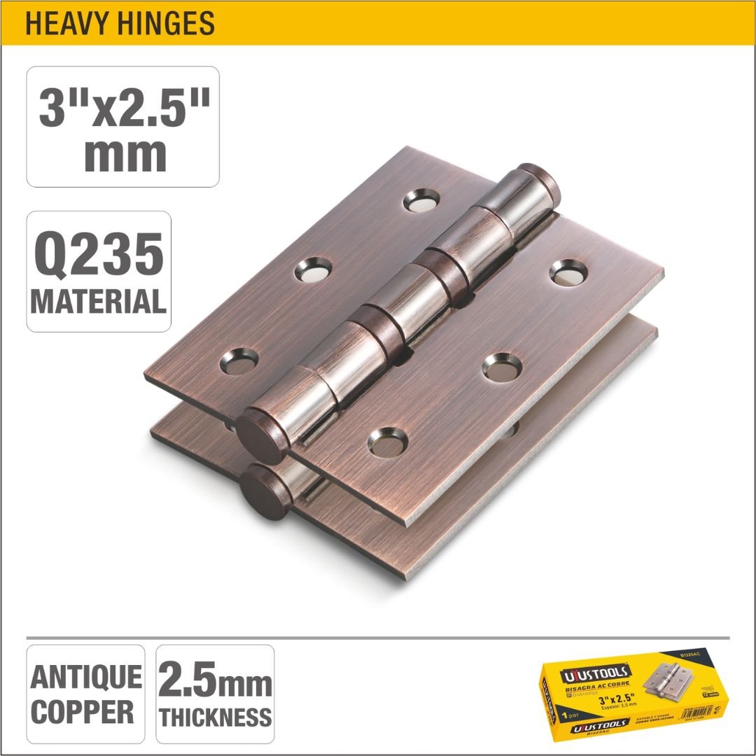 Heavy Hinges (Antique Brass Finish, Q235 Steel) ARL-BI325AC Heavy Hinges (Antique Brass Finish, Q235 Steel) ARL-BI325AC