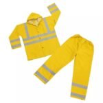 Heavy duty yellow PVC polyester PVC water proof raincoats with reflective stripe ARL-5139
