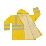 Heavy duty yellow PVC polyester PVC water proof raincoats with reflective stripe ARL-5139