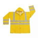 Heavy duty yellow PVC polyester PVC water proof raincoats with reflective stripe ARL-5139