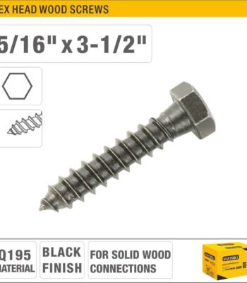 Hex Head Wood Screws (Black Finish, QI95 Steel) ARL-TOTN516312