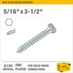 Hex Head Wood Screws (Zinc Finish, QI95 Steel) Model ARL-TOTZ516312