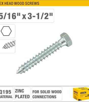 Hex Head Wood Screws (Zinc Finish, QI95 Steel) Model ARL-TOTZ516312