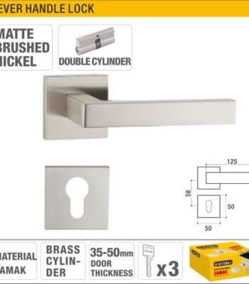Matte Brushed Nickel Double Cylinder Lever Handle Lock Model ARL-CH67XSN