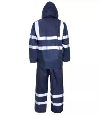 Navy Blue Rain Suit with Reflective Tape PVC Two Piece Raincoat ARL-5119