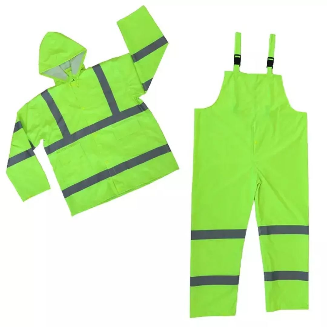 Oil Chemical Resistant 170T Polyester Pvc Coated Reflective Raincoat Waterproof ARL-RT07