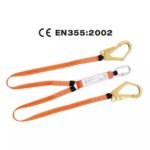 Orange Polyester Webbing 25KN Strength Energy Shock Absorber Lanyard with Double Hooks ARL-HN38
