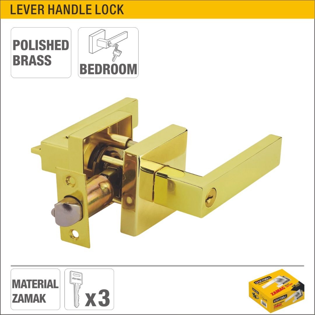 Polished Brass Lever Handle Lock Model ARL-CH8807PB