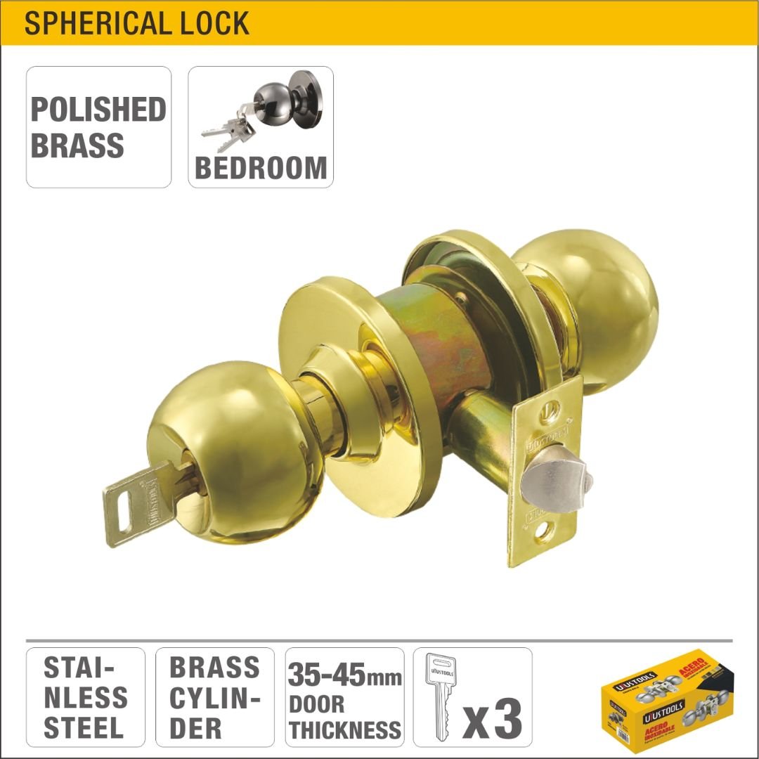 Polished Brass Spherical Lock Model ARL-CH587PB