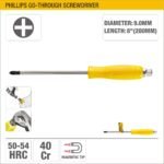 Screwdriver with Magnetic Tip, Striking Cap, and Go-Through Blade Model ARL-DEG208