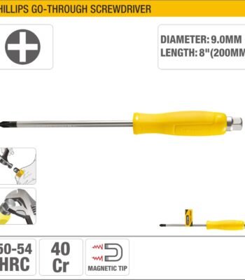 Screwdriver with Magnetic Tip, Striking Cap, and Go-Through Blade Model ARL-DEG208
